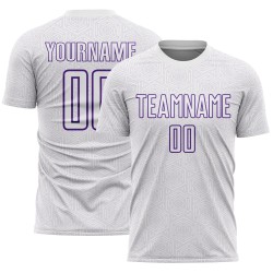 Geometric Shape Uniform Sports Custom White Purple Sublimation Soccer Jersey