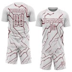 Sublimation Uniform Custom Sports Lightning White Soccer Jersey Burgundy Sublimation Uniform Custom Sports Lightning White Soccer Jersey Burgundy