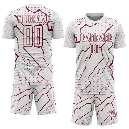 Lightning Crimson Jersey Sports Soccer White Uniform Sublimation Custom Lightning Crimson Jersey Sports Soccer White Uniform Sublimation Custom