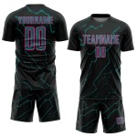 Jersey Soccer Sports Uniform Black Custom Teal-Pink Sublimation Lightning Jersey Soccer Sports Uniform Black Custom Teal-Pink Sublimation Lightning