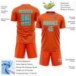 Custom Orange Uniform Sublimation Soccer Jersey Geometric Sports Shape Aqua-White