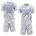 White Royal Jersey Sublimation Uniform Lightning Custom Sports Soccer White Royal Jersey Sublimation Uniform Lightning Custom Sports Soccer